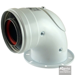 Regulus Koleno 90° 60/100 PP s přírubou zvětšenou, inspekčním otvorem 14311