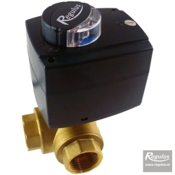 Regulus Ventil třícestný zónový kulový VZK-S 1“ F s pohonem, dvoupólový, vrtání do L